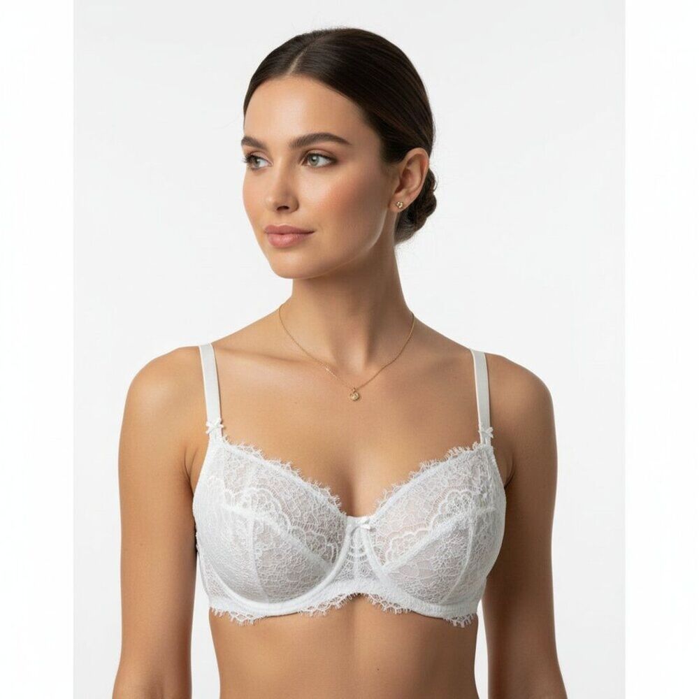 Victoria’s Secret Dream‎ Angels WHite Lace Underwire Bra 38DD